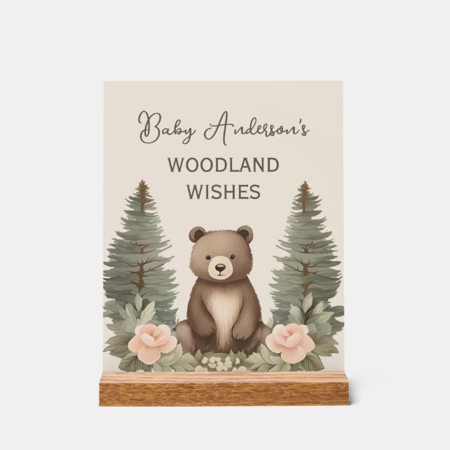 Woodland Forest Bear Acrylic Sign (Front)