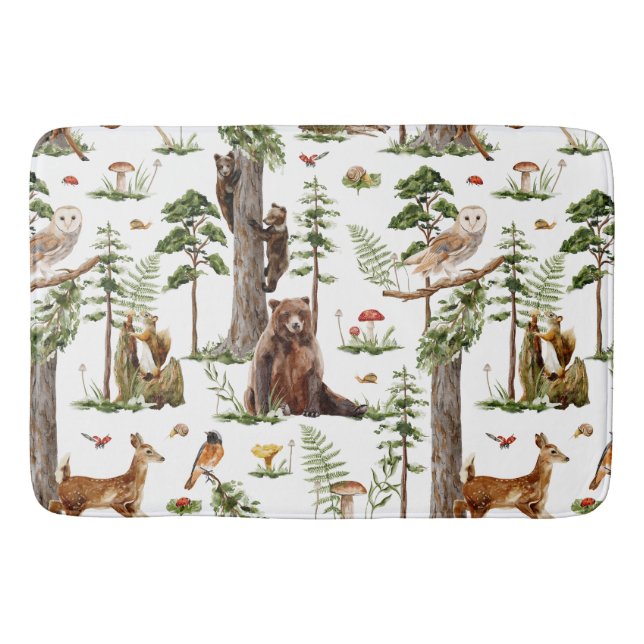 Woodland Forest Bear Bath Mat (Front)