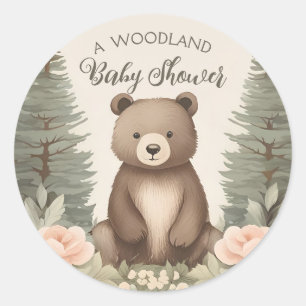 Woodland Forest Bear Classic Round Sticker