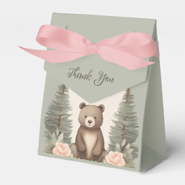 Woodland Forest Bear Favour Box (Front Side)