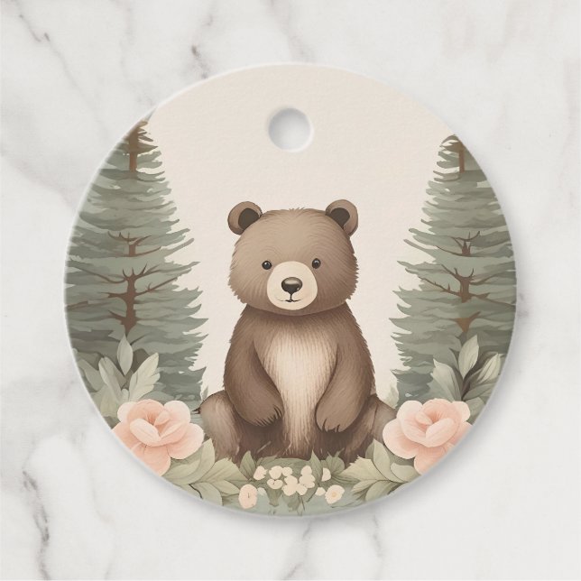 Woodland Forest Bear Favour Tags (Front)
