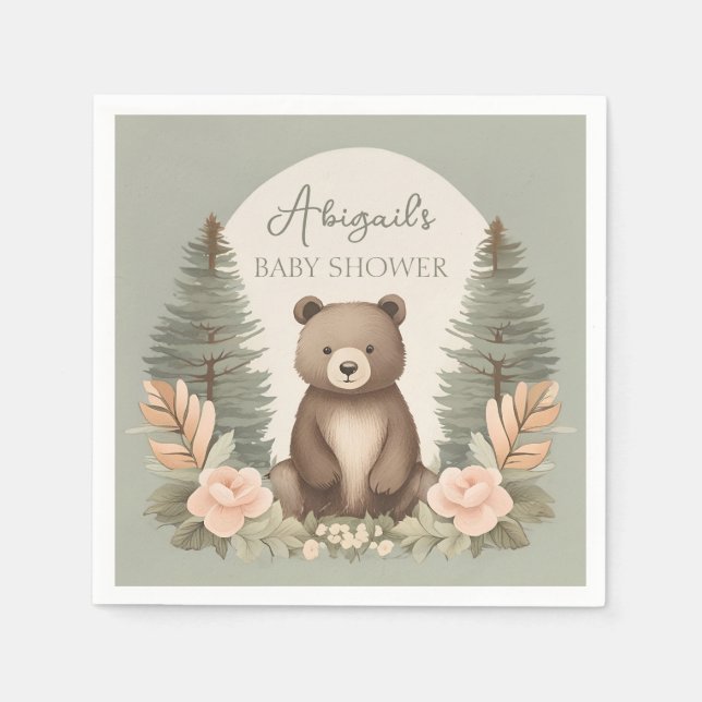 Woodland Forest Bear Napkin (Front)