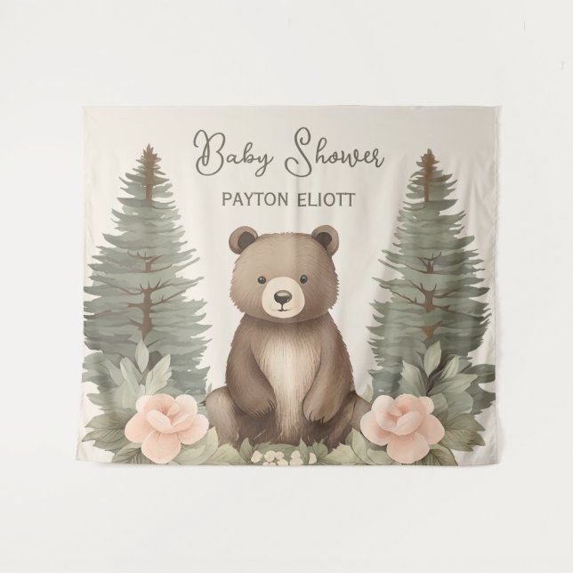 Woodland Forest Bear Tapestry (Front (Horizontal))