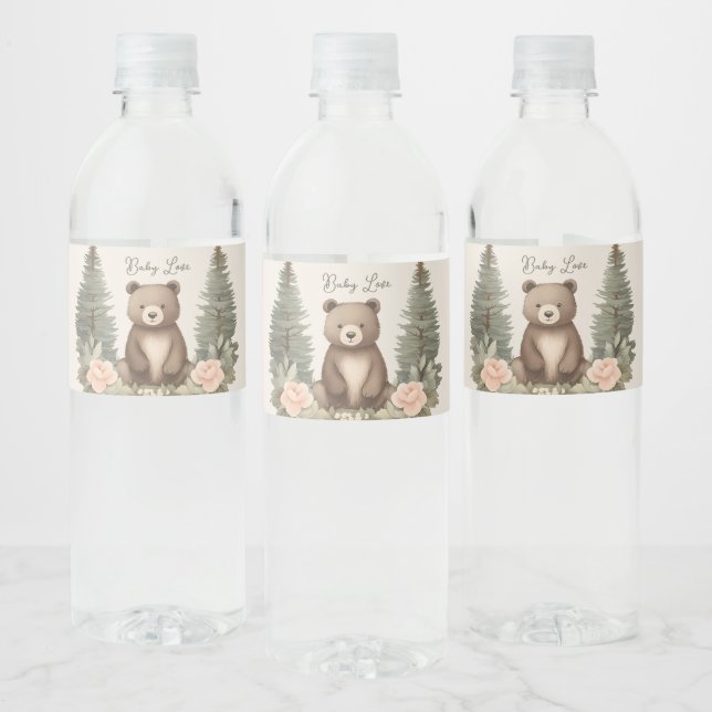 Woodland Forest Bear Water Bottle Label (Bottles)