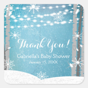 Woodland Forest Birch Trees Baby Shower Stickers