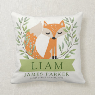 Woodland Forest Birth Stat-Fox Nursery pillow