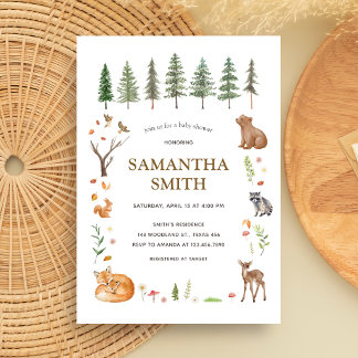 Woodland Forest Boho Baby Shower Invitation