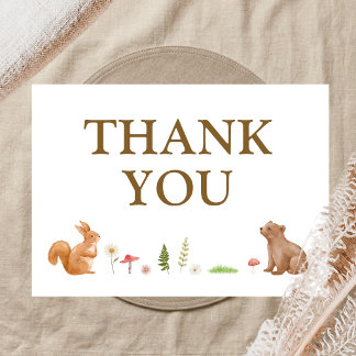 Woodland Forest Boho Baby Shower Thank You Card