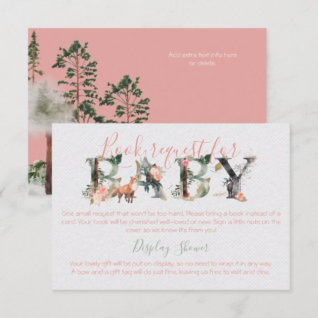 Woodland Forest Books for Baby & Display Shower Invitation (Front/Back)