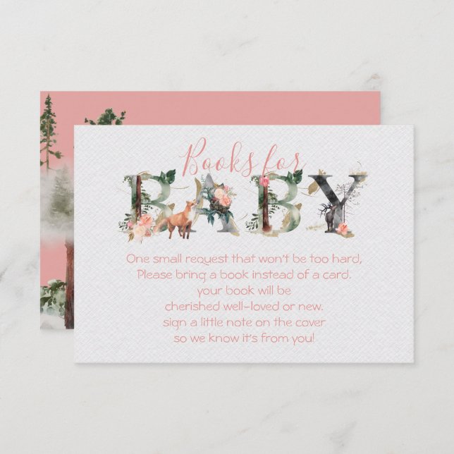Woodland Forest Books for Baby Shower girl Invitation (Front/Back)