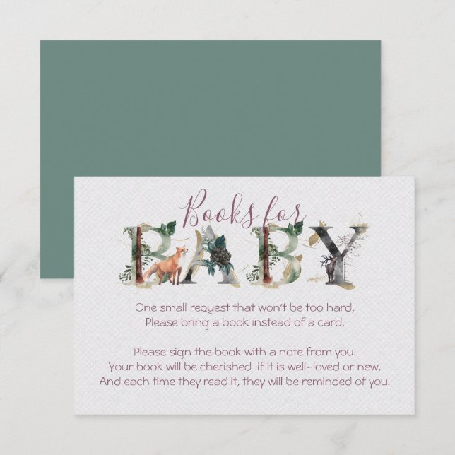 Woodland Forest Books for Baby Shower Invitation (Front/Back)