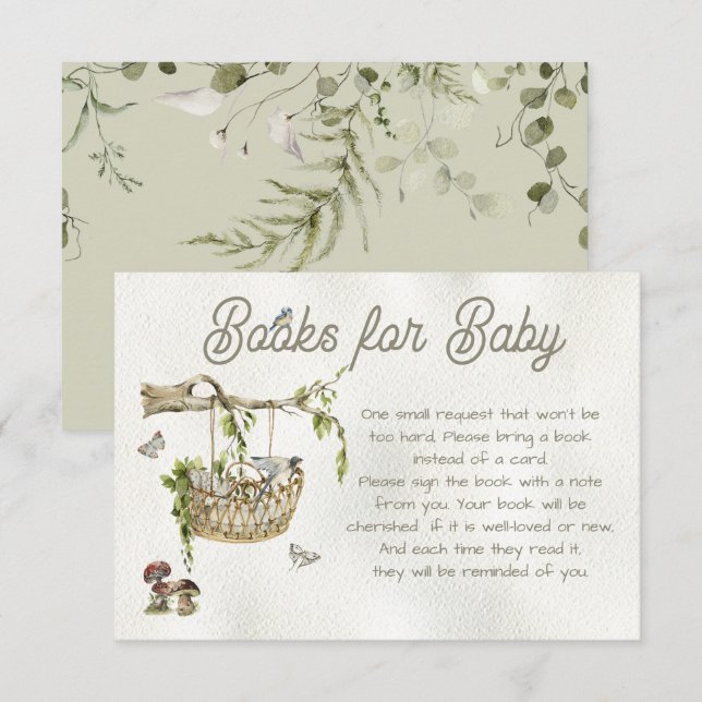 Woodland Forest Books for Baby Shower Invitation (Front/Back)