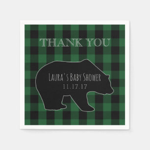 Woodland Forest Boy Baby Shower   Lumberjack Plaid Napkin