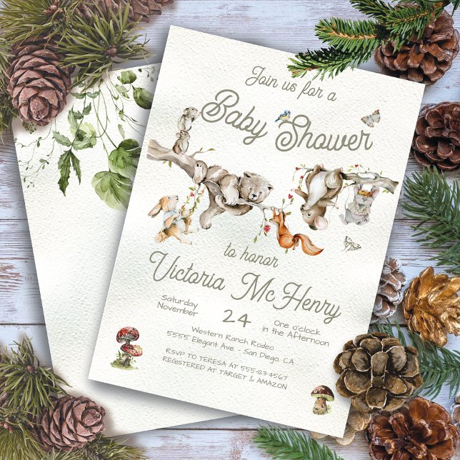 Woodland Forest Branch Animals Boho Baby Shower Invitation (Creator Uploaded)