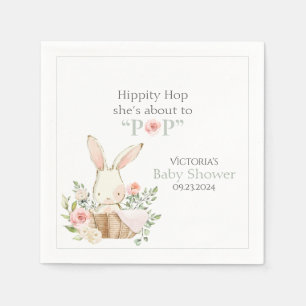 Woodland Forest Bunny Rabbit Pink Floral Napkin