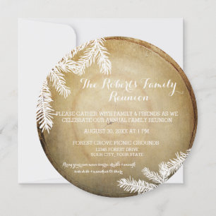 Woodland Forest Centre Cut Tree Family Reunion Invitation