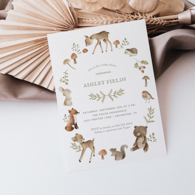 Woodland Forest Creatures Baby Shower Invitation (Creator Uploaded)