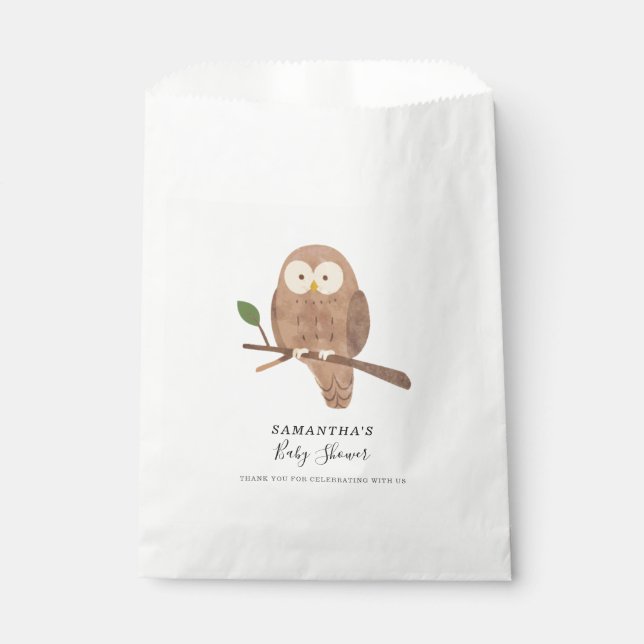 Woodland Forest Creatures Night Owl Baby Shower Favour Bags (Front)