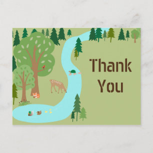 Woodland Forest Critters Birthday Thank You Postcard