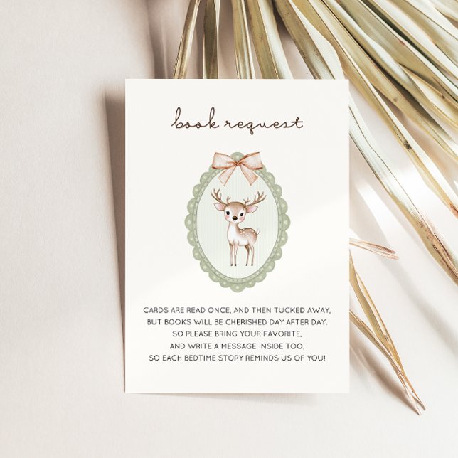 Woodland Forest Deer Baby Shower Book Request Enclosure Card (Creator Uploaded)