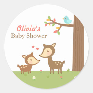 Woodland Forest Deer Baby Shower Party Labels
