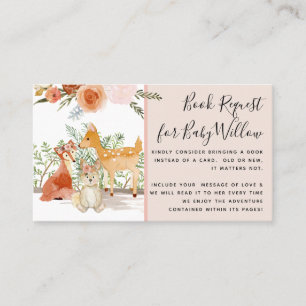 Woodland Forest Deer Bear Floral Baby Shower Books Business Card