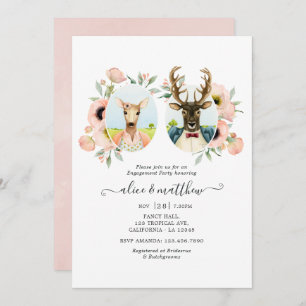Woodland Forest Deer Boho Funny Engagement Party Invitation