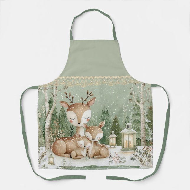 Woodland Forest Deer Family Apron (Front)