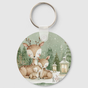 Woodland Forest Deer Family Key Ring