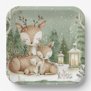 Woodland Forest Deer Family Paper Plate