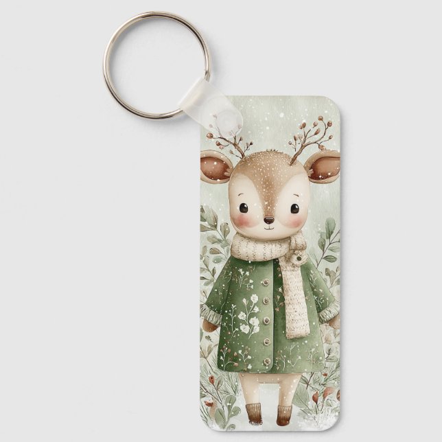 Woodland Forest Deer Keychain  (Front)