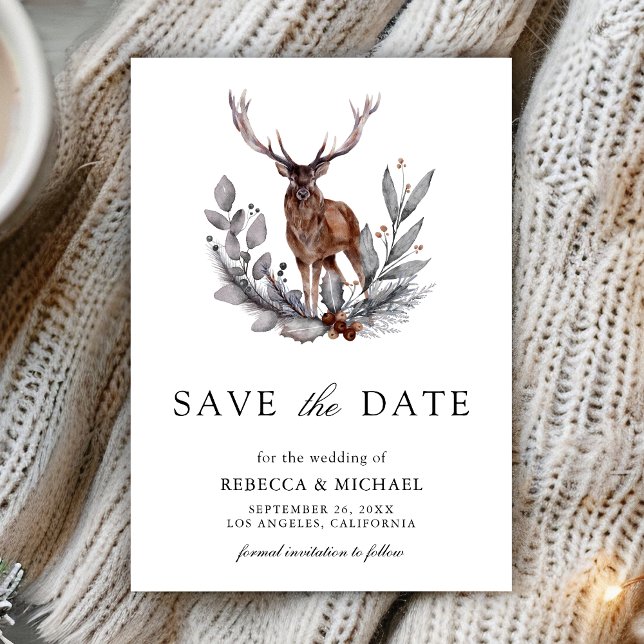Woodland Forest Deer Photo Wedding Save The Date (Creator Uploaded)