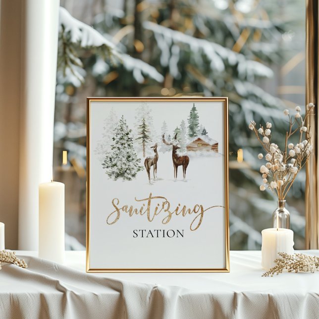 Woodland forest deer Sanitising Station Poster (Creator Uploaded)
