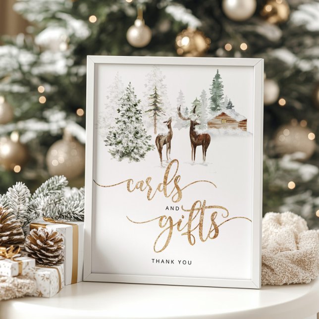 Woodland forest deer winter cards and gifts poster (Creator Uploaded)