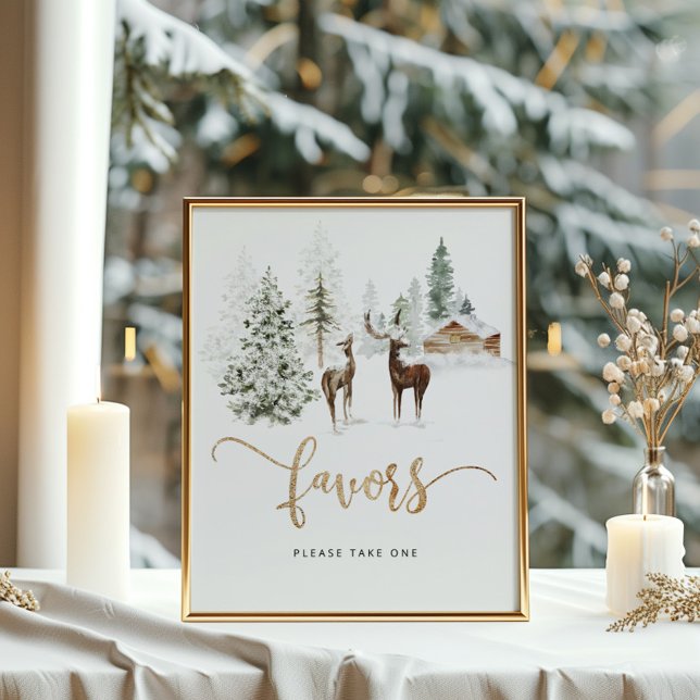 Woodland forest deer Winter favours Poster (Creator Uploaded)