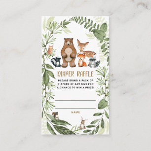 Woodland Forest Diaper Raffle Greenery Baby Shower Enclosure Card