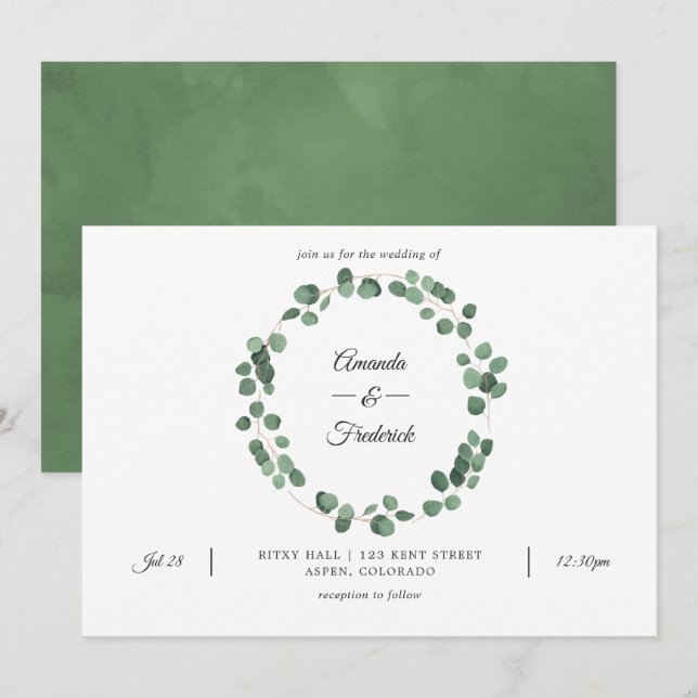 Woodland Forest Eucalyptus Greenery Wedding Invitation (Front/Back)