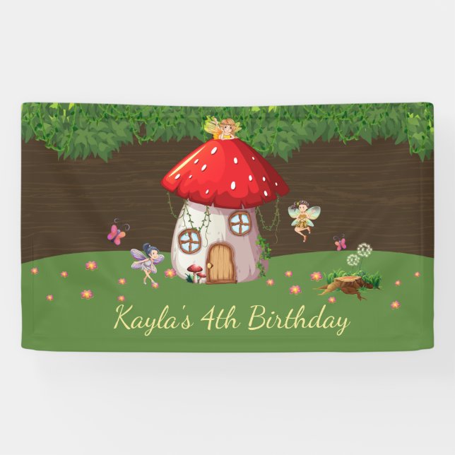 Woodland Forest, Fairy Birthday Banner (Horizontal)