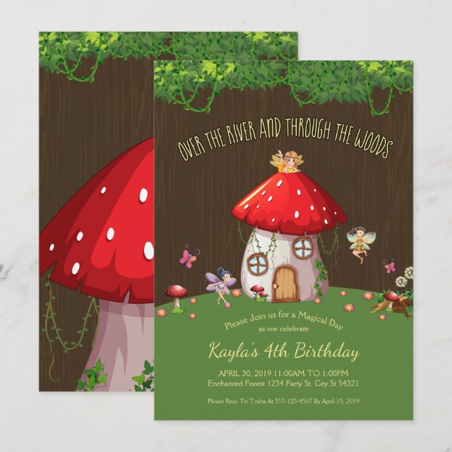 Woodland Forest, Fairy Invitations (Front/Back)