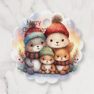 Woodland Forest Family Christmas Favour Tags