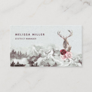 Woodland Forest Floral Stag Rustic Business Card