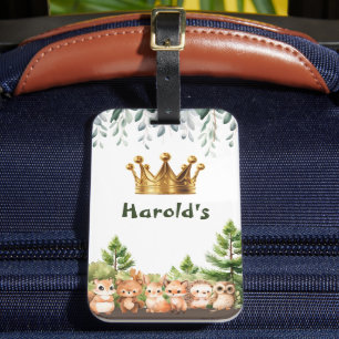 Woodland Forest Friends Baby Boy Luggage Tag