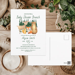 Woodland Forest Friends Baby Shower Brunch Postcard