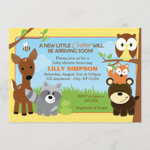 Woodland Forest Friends Baby Shower Invitations