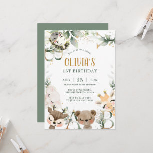 Woodland forest friends birthday Invitation