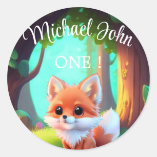 Woodland forest friends cute baby fox classic round sticker