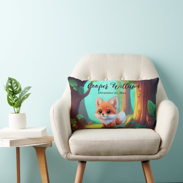 Woodland forest friends cute baby fox lumbar cushion (Chair)
