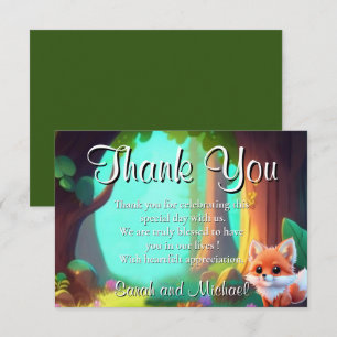 Woodland forest friends cute baby fox thank you card