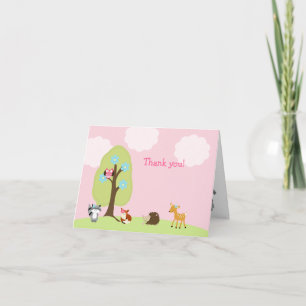 Woodland Forest Friends Folded Thank you Note Card