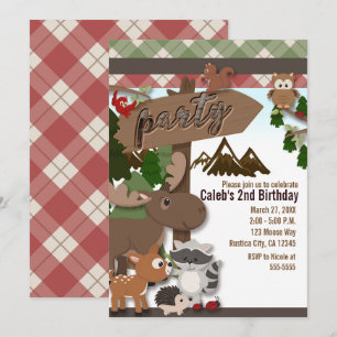 Woodland Forest Friends Kids Birthday Party Invitation
